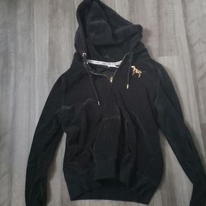 Victoria Secret Pink black velour hoodie